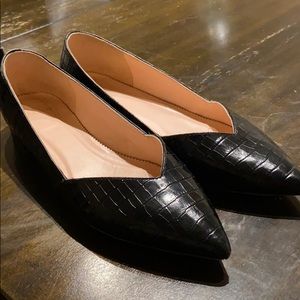 J.Crew Gwen Croc Embossed Leather D’Orsay Flats